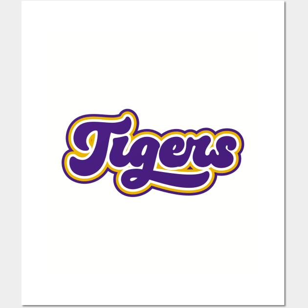 Retro Tigers Script // Purple and Gold Wall Art by SLAG_Creative